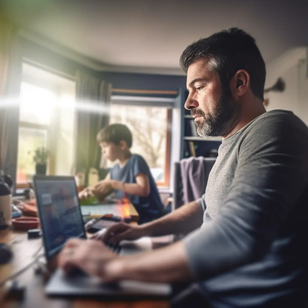 Een thuiswerkende zzp-er met ouderschapsverlof