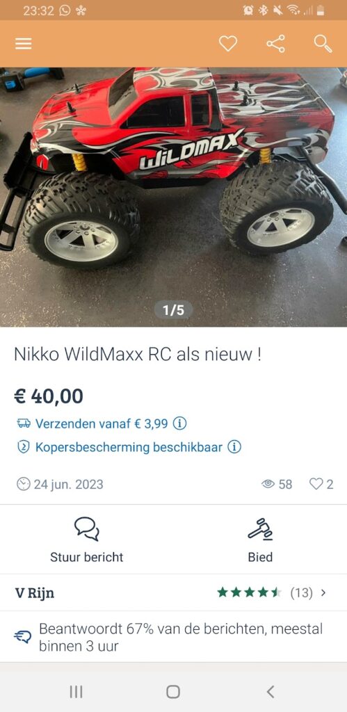 Een advertentie op marktplaats